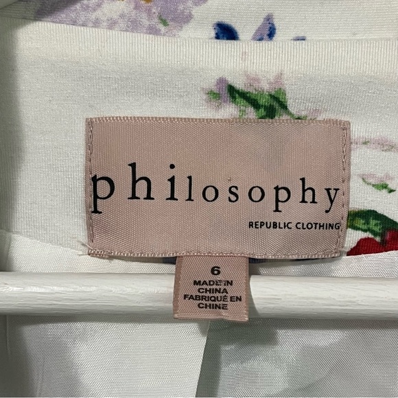 Philosophy Notch Lapel Single Button Lined White with Floral Print Blazer - Picture 11 of 15